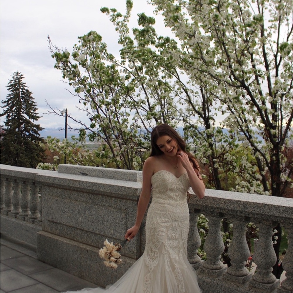 Elegant Strapless Lace Wedding Dress